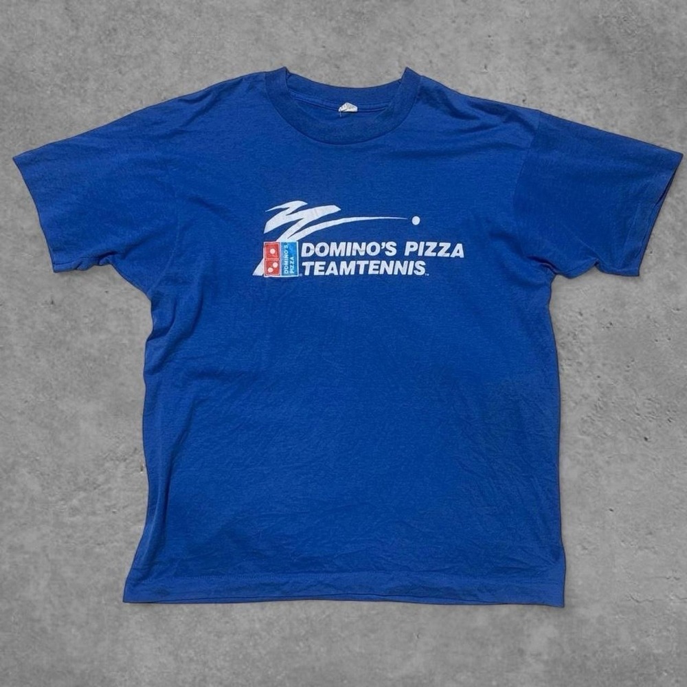 Screen Stars Domino's Pizza Team Tennis Vintage Graphic Tee Blue Men's XL
